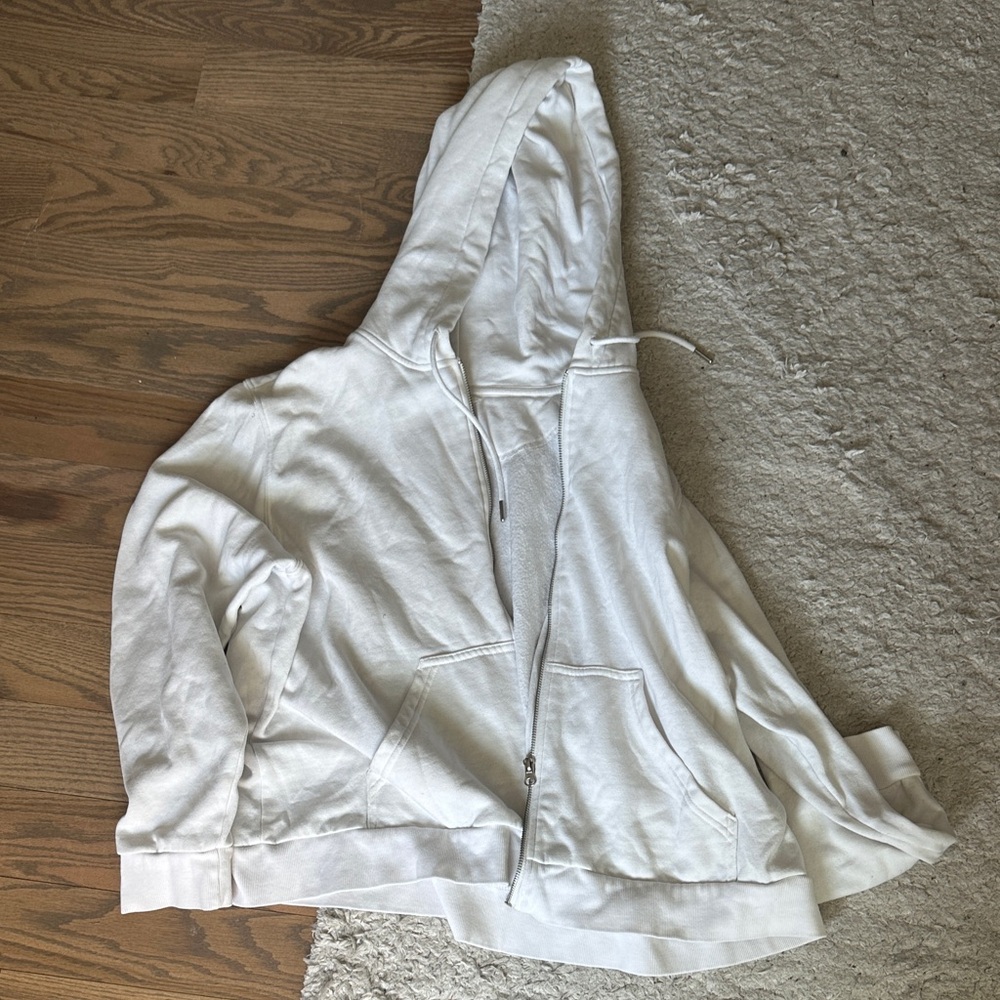 H&M White Zip-Up Hoodie
